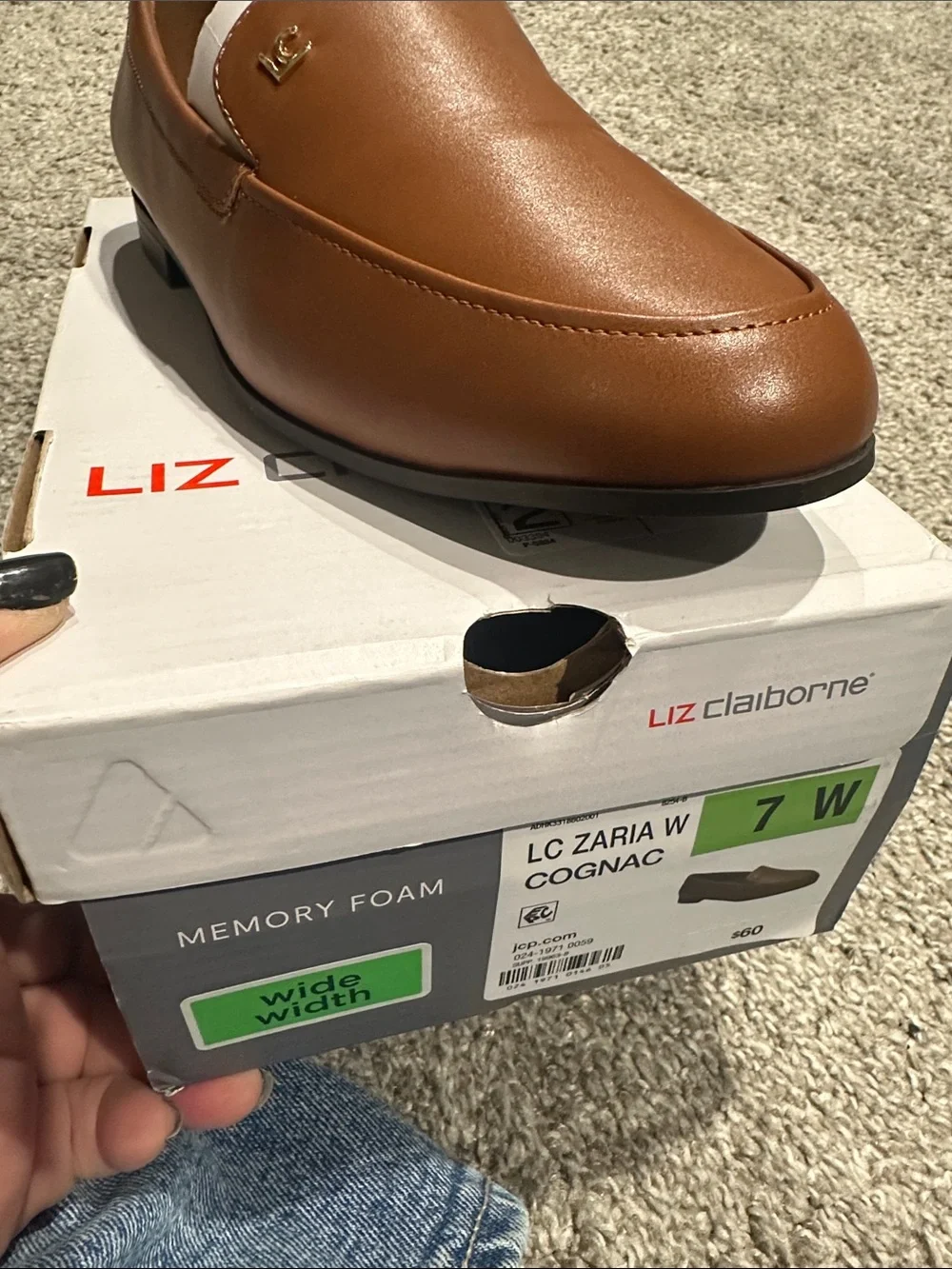 Liz Claiborne Cognac Brown Leather Slip-On LoaferNWT 7W